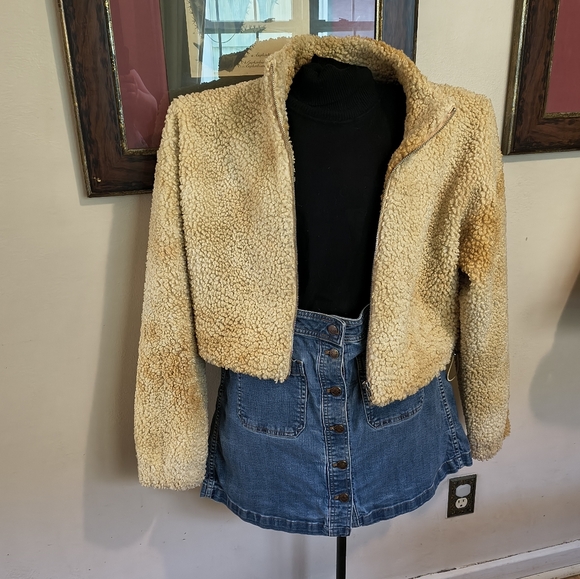I.am.gia tan beige faux Sherpa cropped jacket - Picture 2 of 10